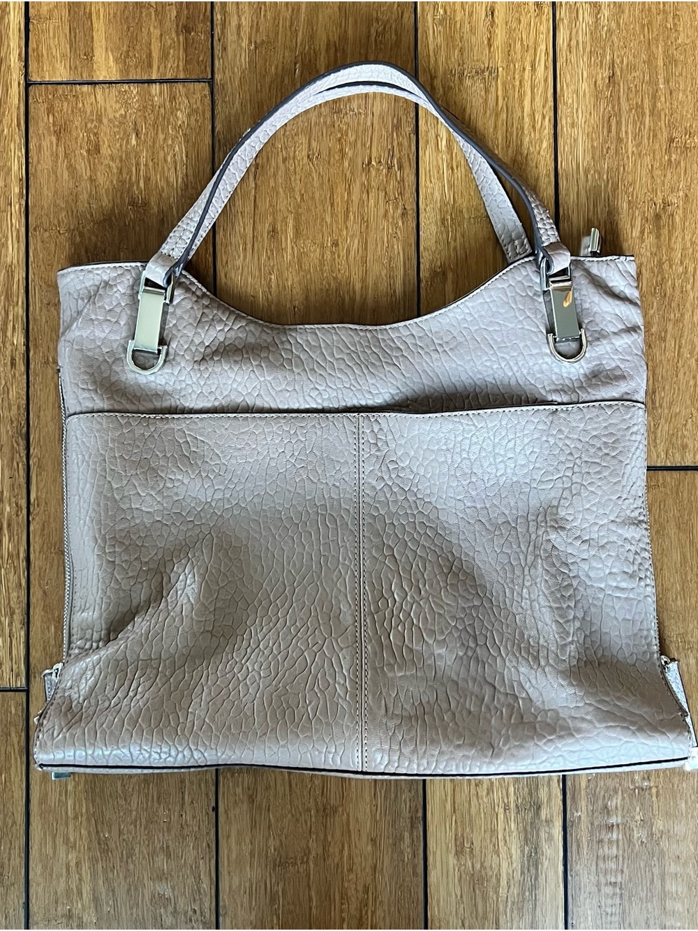 Vince Camuto Eliza Pebbled Leather Shoulder Tote Bag Cashmere Color
